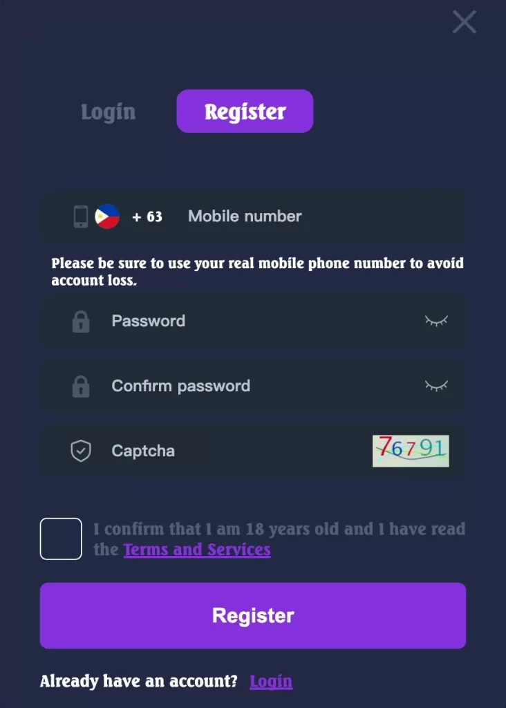 365PH register new online casino account form